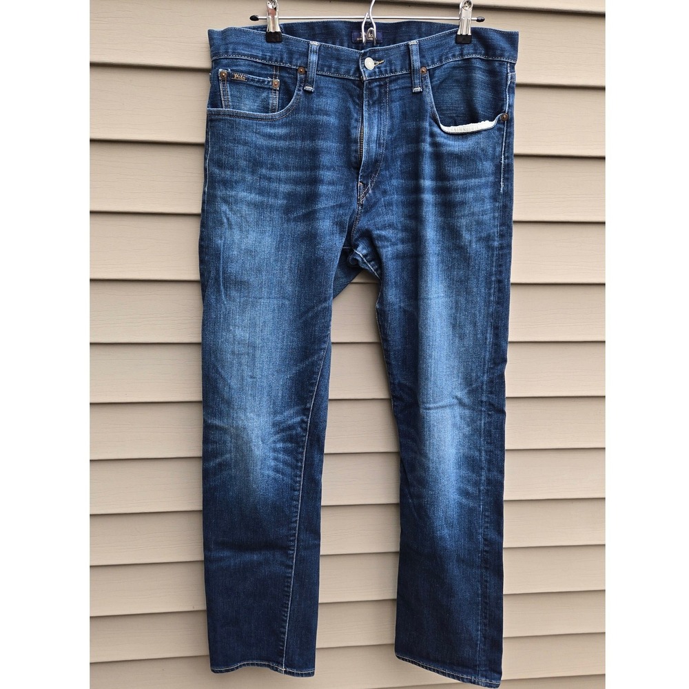 Polo Ralph Lauren Slim Fit Blue Denim Jeans Medium Wash 34x34 Stretch Mens